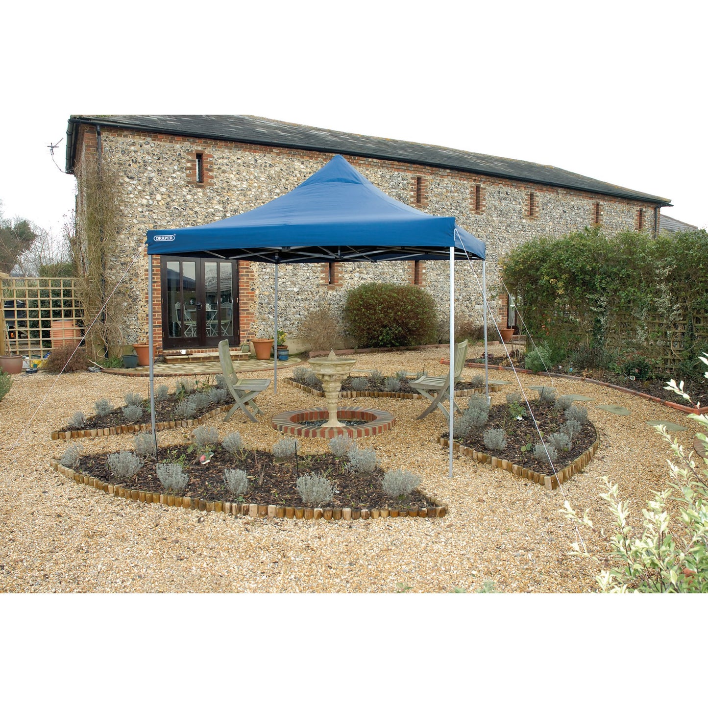 Draper Folding Gazebo 3 x 3m Blue Steel Legs & Frames Splashproof Material 76942