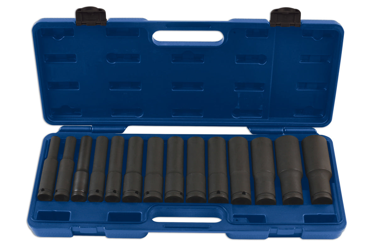 Laser Tools Extra Deep Metric Impact Socket Set 1/2"D 14pc Single Hex 7759