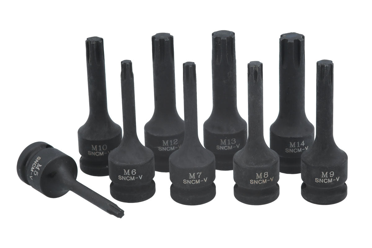 Laser Tools Impact Ribe Socket Bit Set 1/2"D 9pc 7806