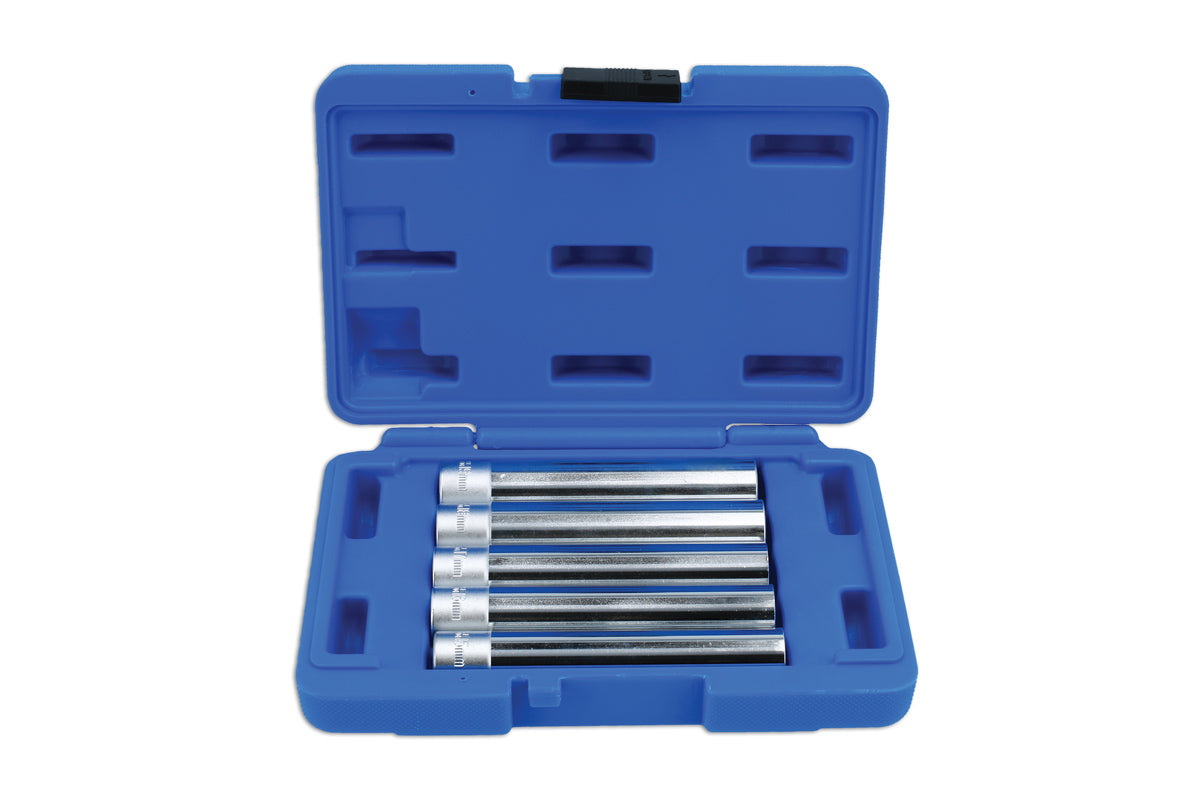 Laser Tools Metric Extra Deep Socket Set 3/8"D 5pc Single Hex 120mm Long 7823