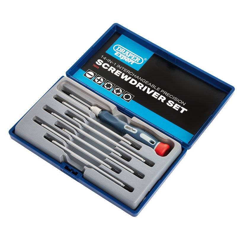 Draper Reversible Precision Screwdriver Set 14 in 1 Double Ended Blades 78925
