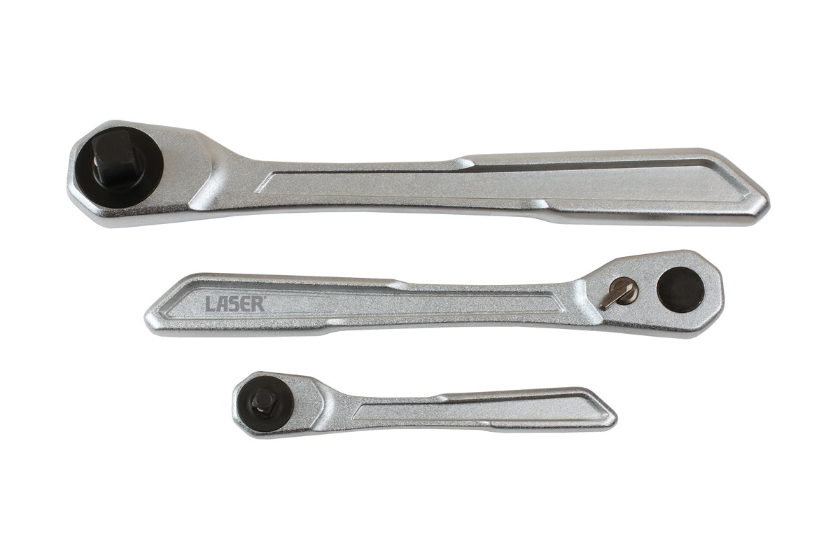 Laser Tools Slim Handle Ratchet Set 1/4"D, 3/8"D, 1/2"D 3pc 7937