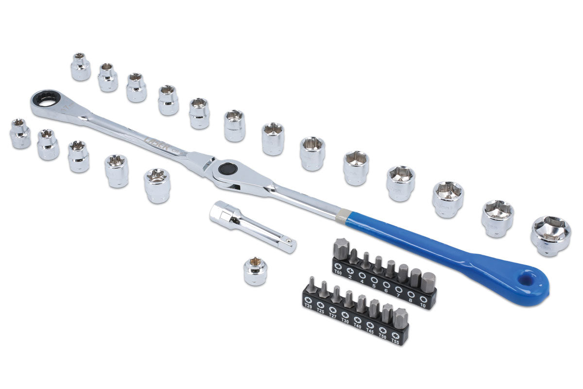 Laser Tools Auxiliary Belt Wrench Set 3/8"D 37pc 8094