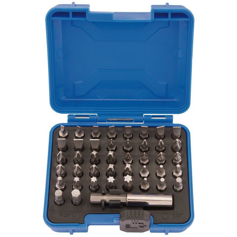 Draper 1/4" Magnetic Bit Holder Set 43 Piece Mixed Drive Flat Torx Pozi 82394