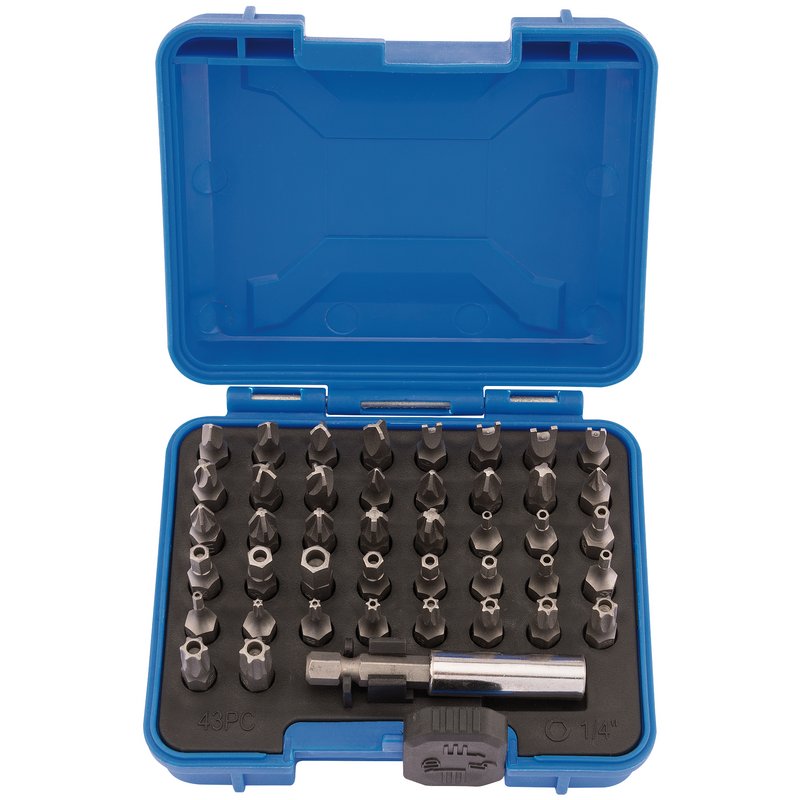 Draper Security Screwdriver Bit Set 43 Piece 1/4"D Torx Pozi Cross Hex Tri 82397