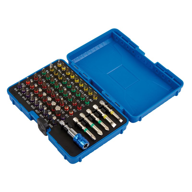 Draper Assorted Coloured Screwdriver Bit Set 60 Pc Quick Release Holder 82405