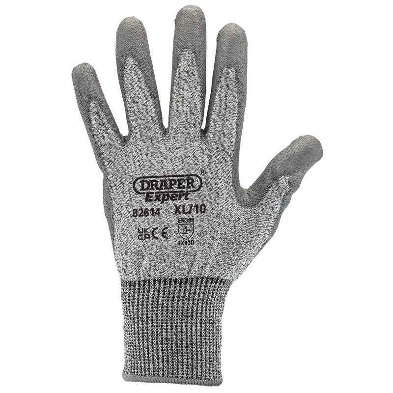 Draper Level 5 Cut Resistant Gloves Extra Large Elasticised Fibre Knit 82614