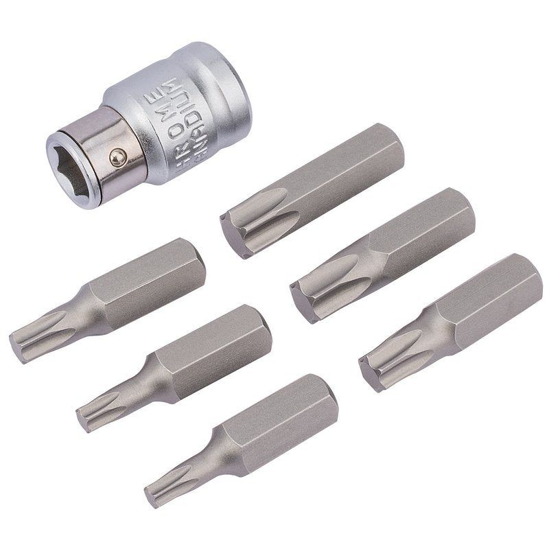 Draper Torx Bit and Bit Holder Set 3/8" Sq Dr 7 Piece Hardened Steel 83561