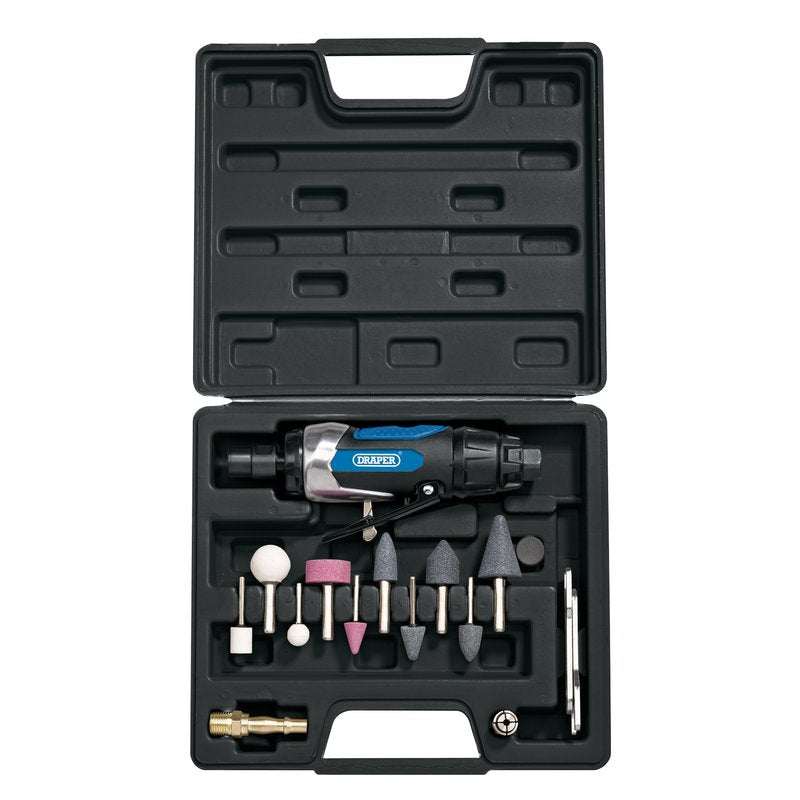 Draper Air Die Grinder Kit 15 Piece Collet Size 6mm Speed 25,000 rpm 83736