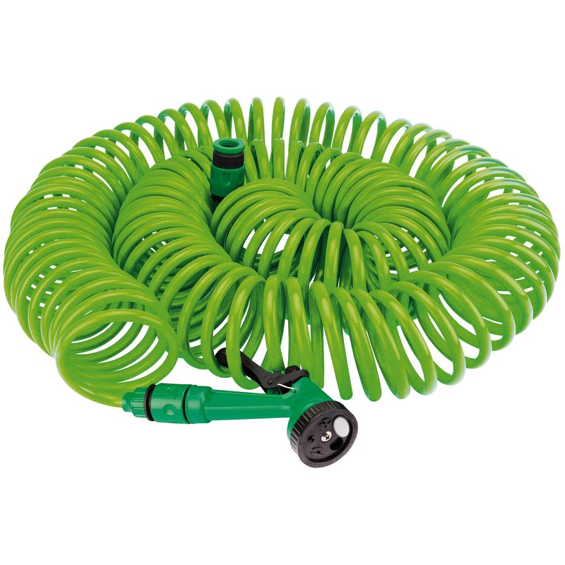 Draper Garden Recoil Hose with 5 Pattern Spray Gun and Tap Connector 30m 83986