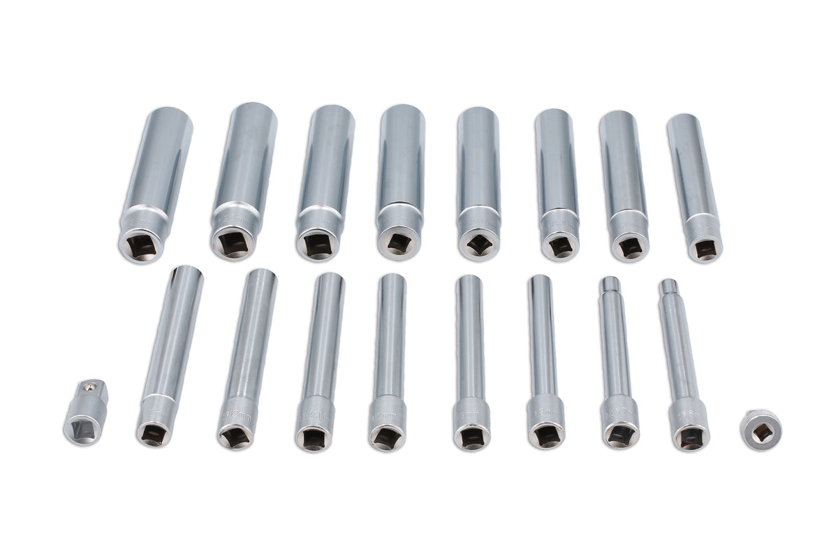 Laser Tools Extra Deep Metric Master Socket Set 18pc Single Hex 120mm Long 8420