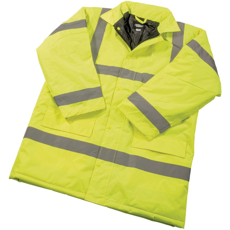 Draper High Visibility Traffic Jacket Size L Heavy Duty Coated Polyester 84721