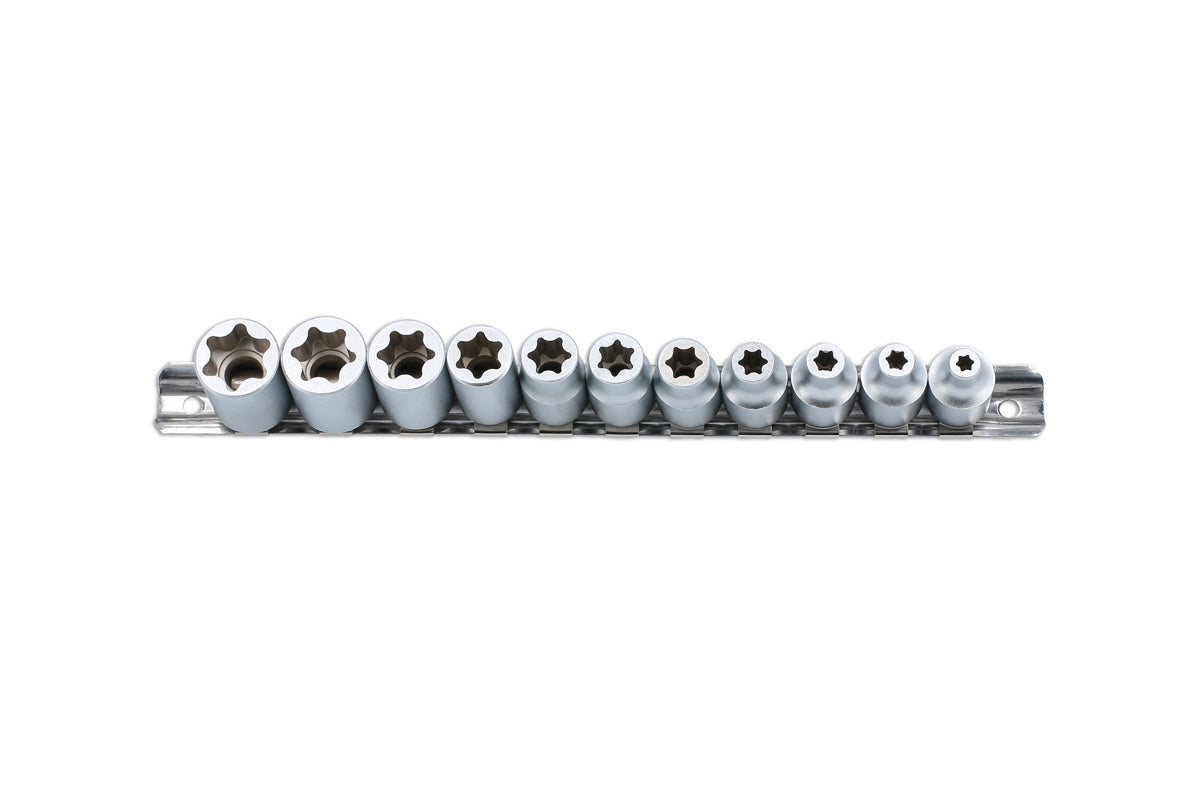 Laser Tools Flat Cut Inverted Torx Star Socket Set 3/8"D 11pc Satin Finish 8475