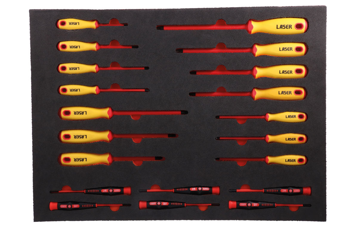Laser Tools Insulated Screwdrivers In Foam Inlay Flat Torx Phillips etc 8486
