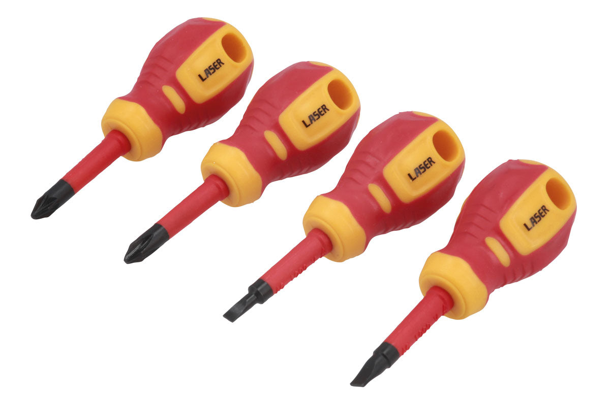 Laser Tools Slim Stubby Insulated Screwdriver Set 4pc 8491