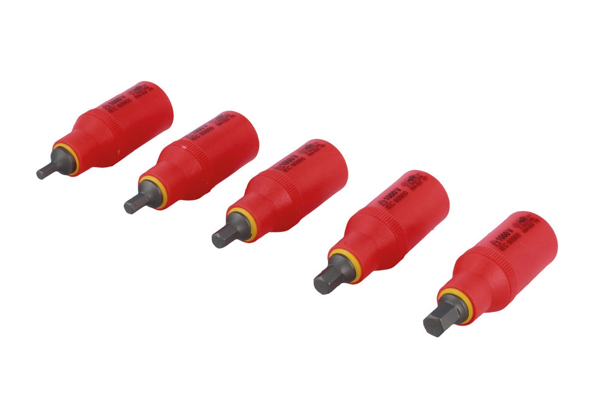 Laser Tools Metric Insulated Hex Bit Socket Set 3/8"D 5pc 000v AC 1500v DC 8526