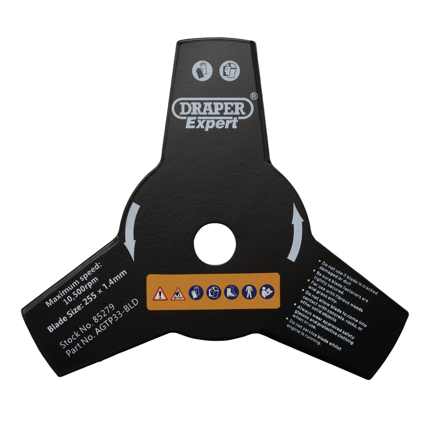 Draper 3 Tooth Brush Cutter Blade Dia 255mm Bore 25.4 Thickness 1.4mm 85279