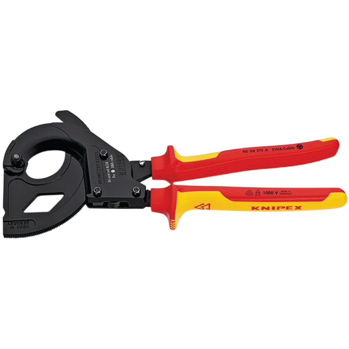 KNIPEX VDE Ratchet Action Cable Cutter for SWA Cables 315mm Steel Armoured 85552