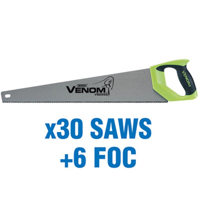 Draper Venom® First Fix Double Ground Handsaws, 550mm (added value pack 30 saws + 6 foc)