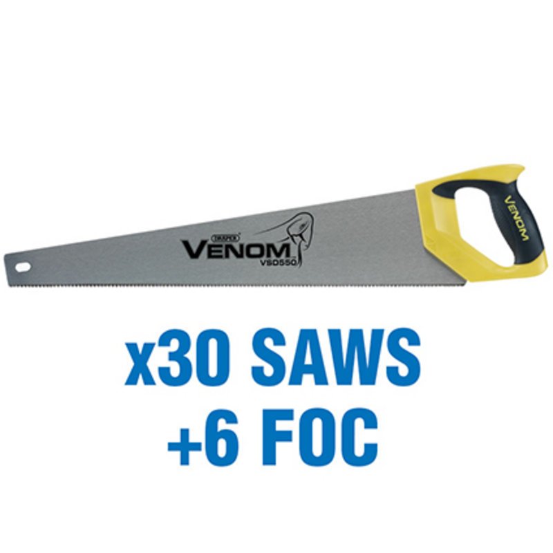 Draper Venom® Second Fix Double Ground Handsaws, 550mm (added value pack 30 saws + 6 foc)