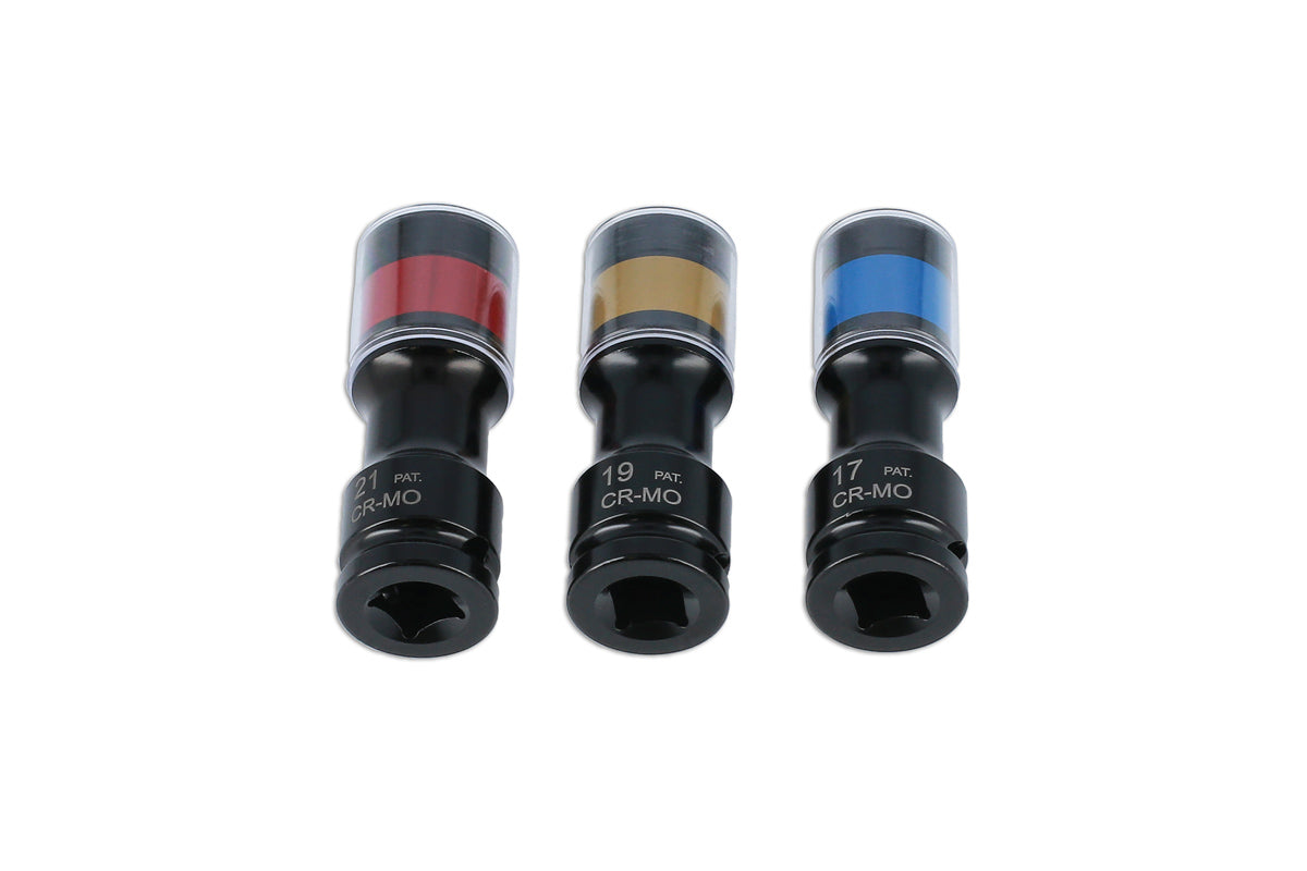 Laser Tools Metric Alloy Wheel Torsion Socket Set 3pc Colour Coded 8593