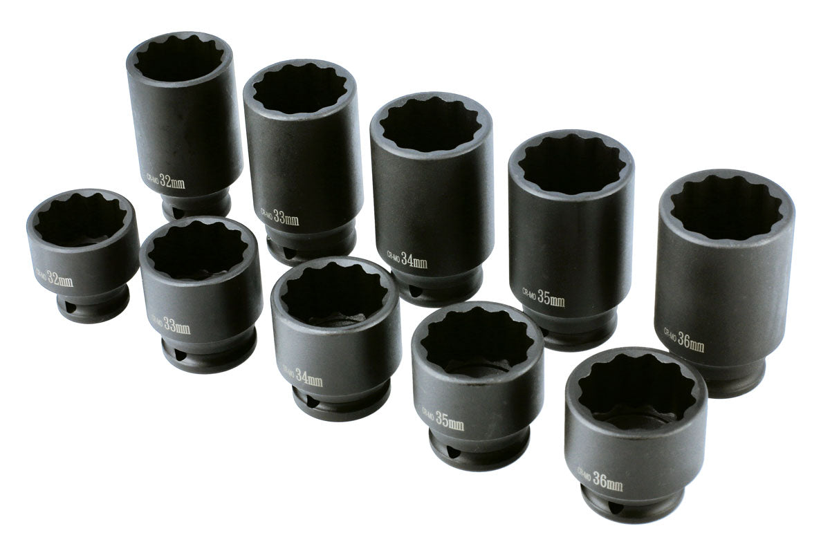Laser Tools Metric Impact Hub Nut Socket Set 1/2"D 10pc 8700