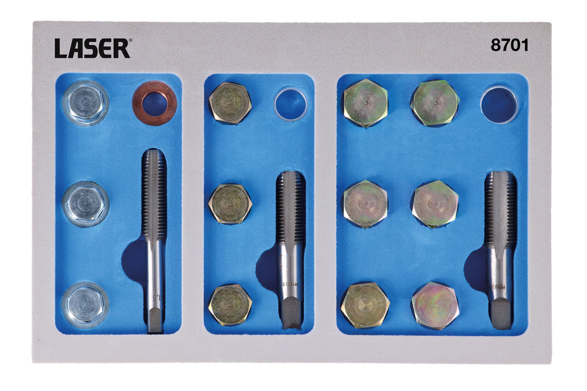 Laser Tools Oil Drain Plug Repair Kit 39pc Universal EVA Foam Tray 8701