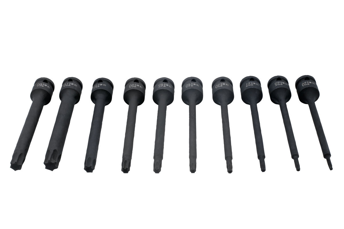 Laser Tools Impact Torx Star Bit Set 1/2"D Extra Long 10pc In EVA Foam Tray 8706