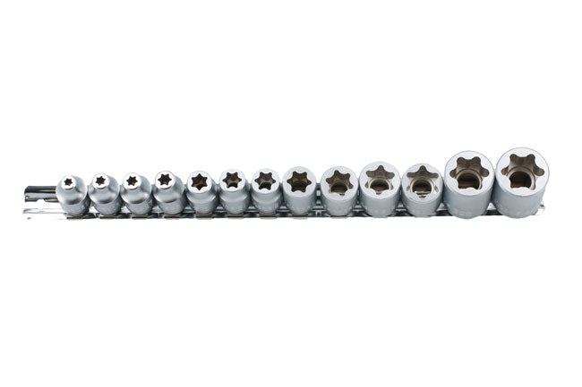 Laser Tools Flat Cut Female Torx Star Socket Set 13pc Satin Finish 8797