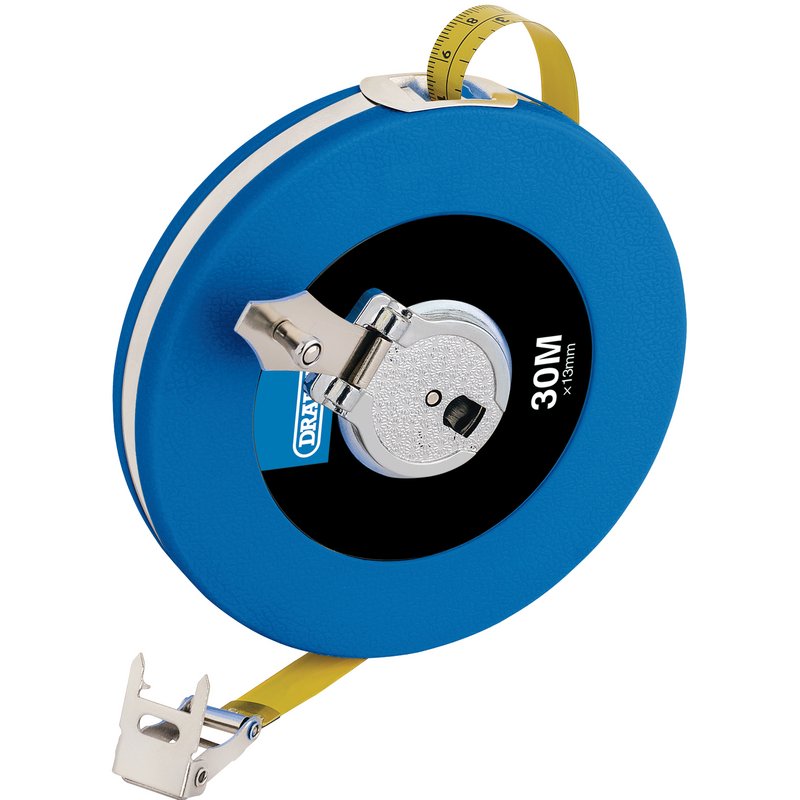 Draper Steel Measuring Tape 30m 100ft x 13mm Flush Winding Handle 88217