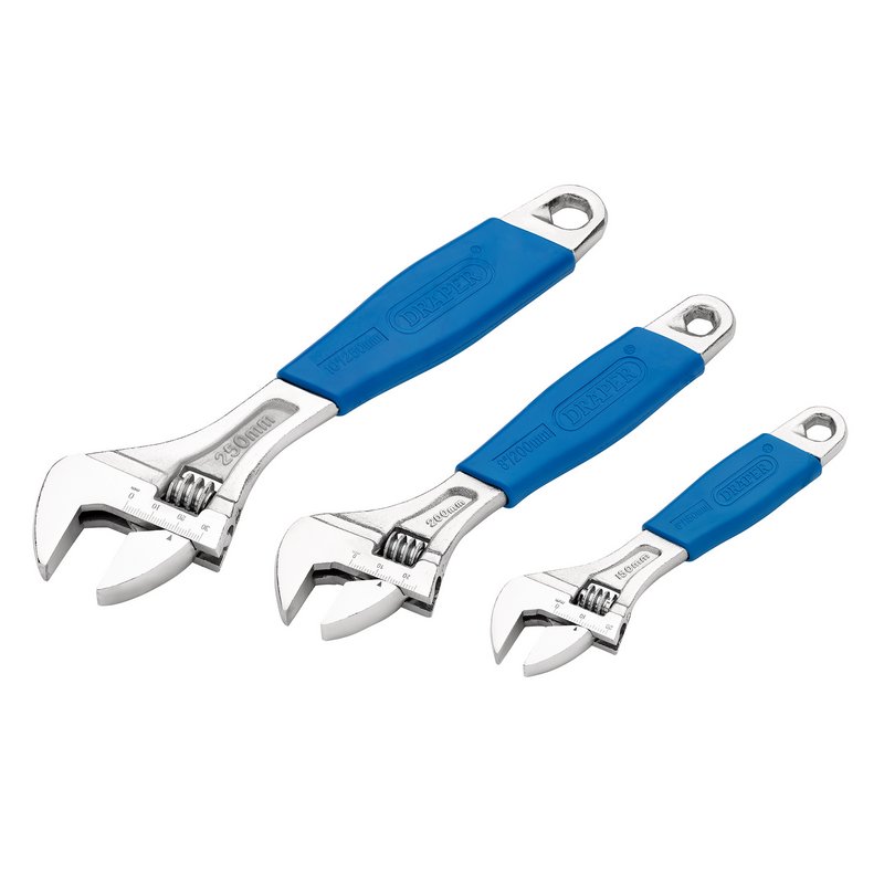 Draper Crescent Type Adjustable Wrench Set 3 Piece 150, 200, 250mm 88598