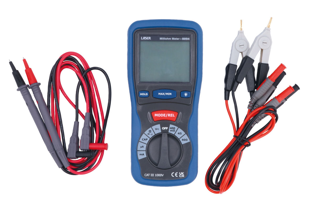 Laser Tools Milliohm Meter Low Resistance Tester Ohm’s Ohm’s Volts etc 8894