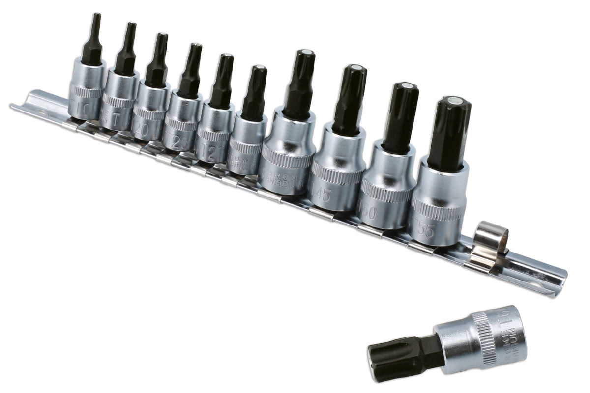 Laser Tools Magnetic Torx Star Bit Set 11pc T10 to T60 1/4" And 3/8"D 8898