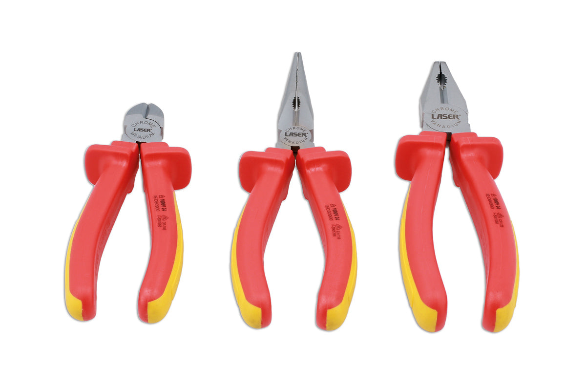 Laser Tools Insulated Plier Set 3pc For Hybrid And Electric Vehicles 8916