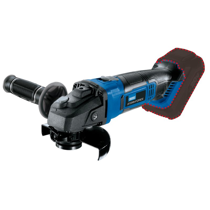Draper Storm Force 20V Angle Grinder 115mm Sold Bare side handle M14 89521