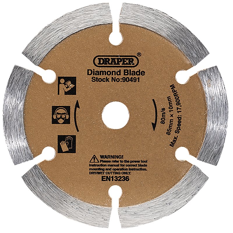 Draper Segmented Diamond Blade 85mm For dense stone including concrete 90491