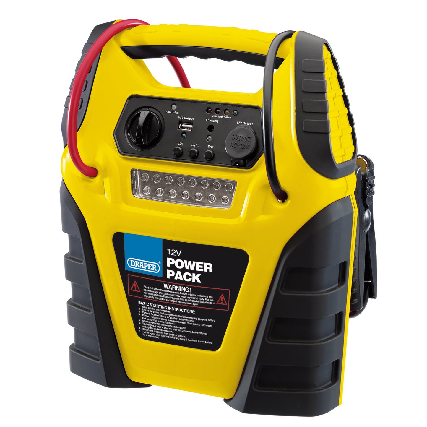 Draper 12V Jump Starter Power Pack With Compressor DC Socket And USB 90643