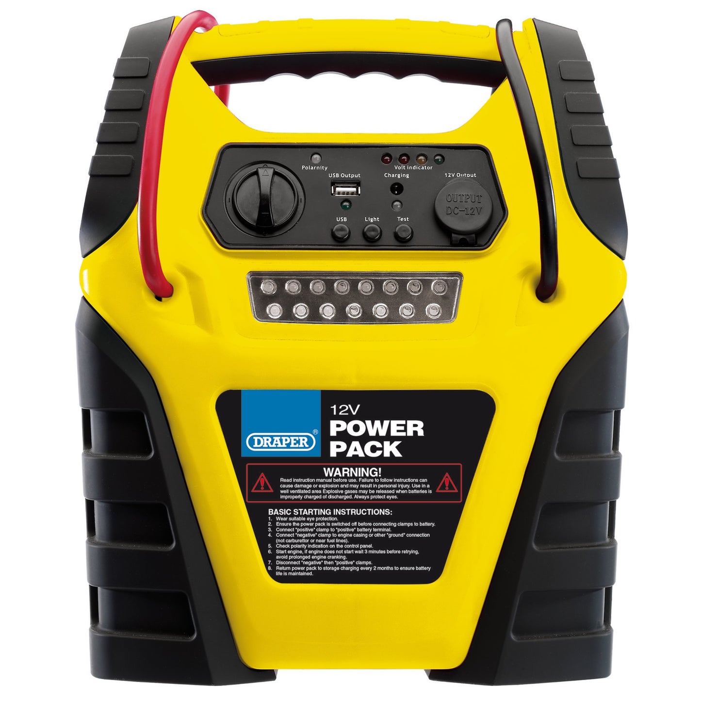 Draper 12V Jump Starter Power Pack With Compressor DC Socket And USB 90643