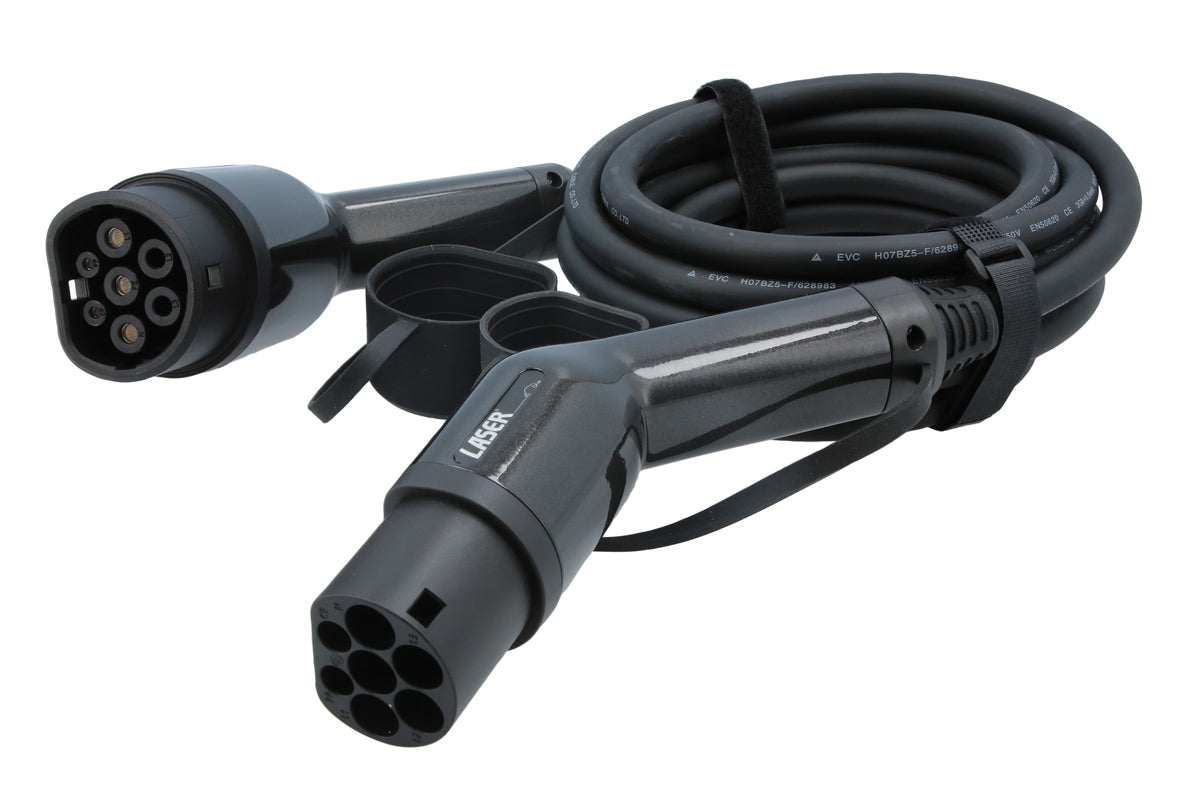 Laser Tools EV Charging Cable 32A Single Phase T2 Female T2 Male 7kW IP65 9105