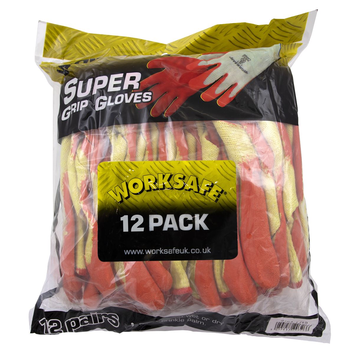 Sealey Super Grip Knitted Gloves Latex Palm (Large) - Pack of 12 Pairs 9121L/12