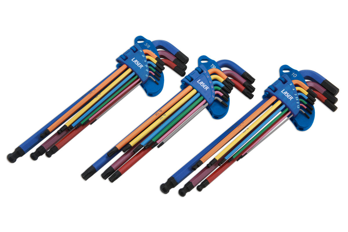 Laser Tools Extra Long Series Colour Coded Hex & Star Key Set 27pc 9244