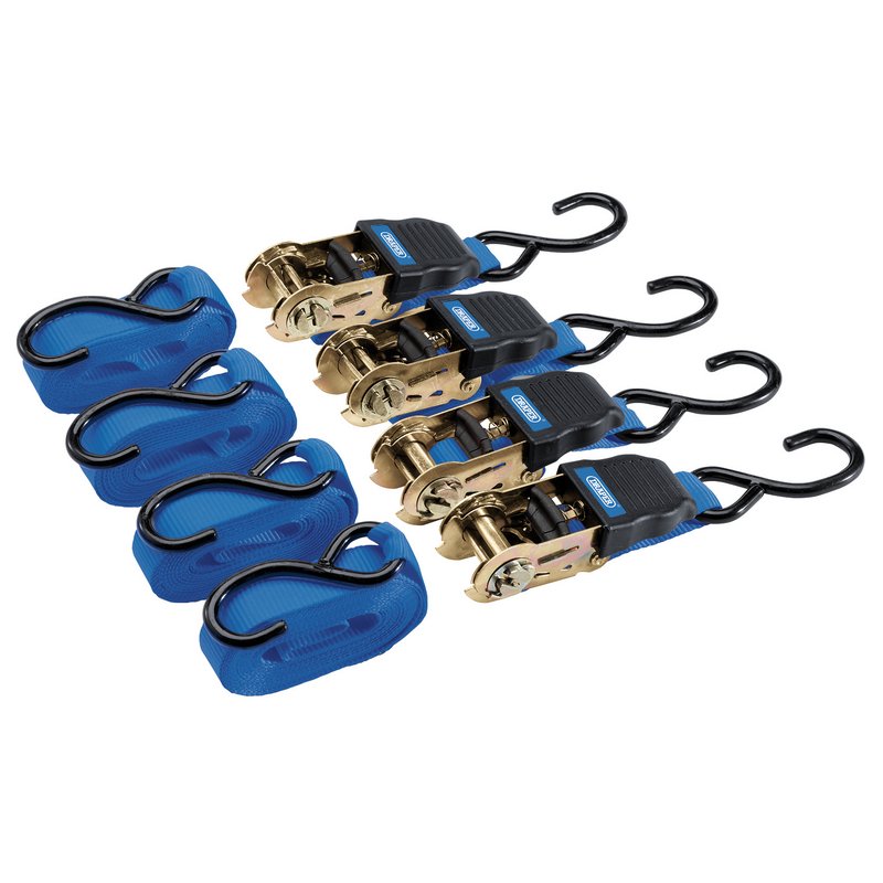 Draper Ratchet Tie Down Straps 4.5m x 25mm 225kg 4 Piece 92771