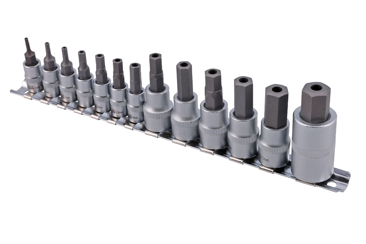 Laser Tools Security Hex Socket Bit Set 1/4"D, 3/8"D, 1/2"D 13pc 9282