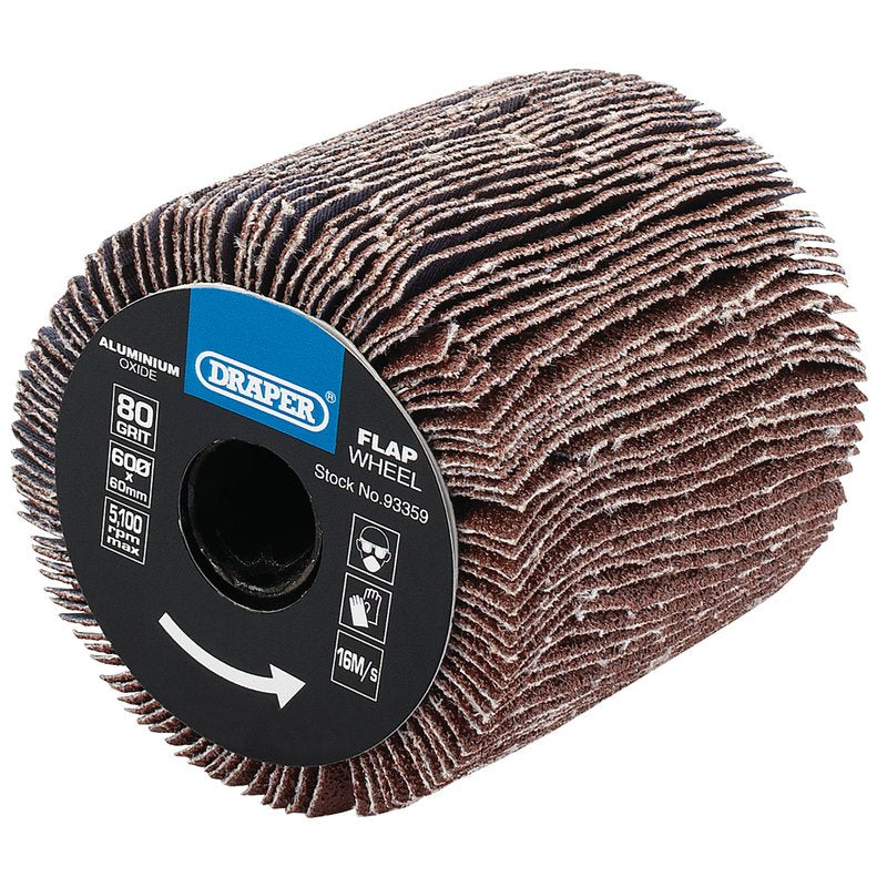 Draper Aluminium Oxide Flap Wheel 60 x 60mm 80 Grit 93359