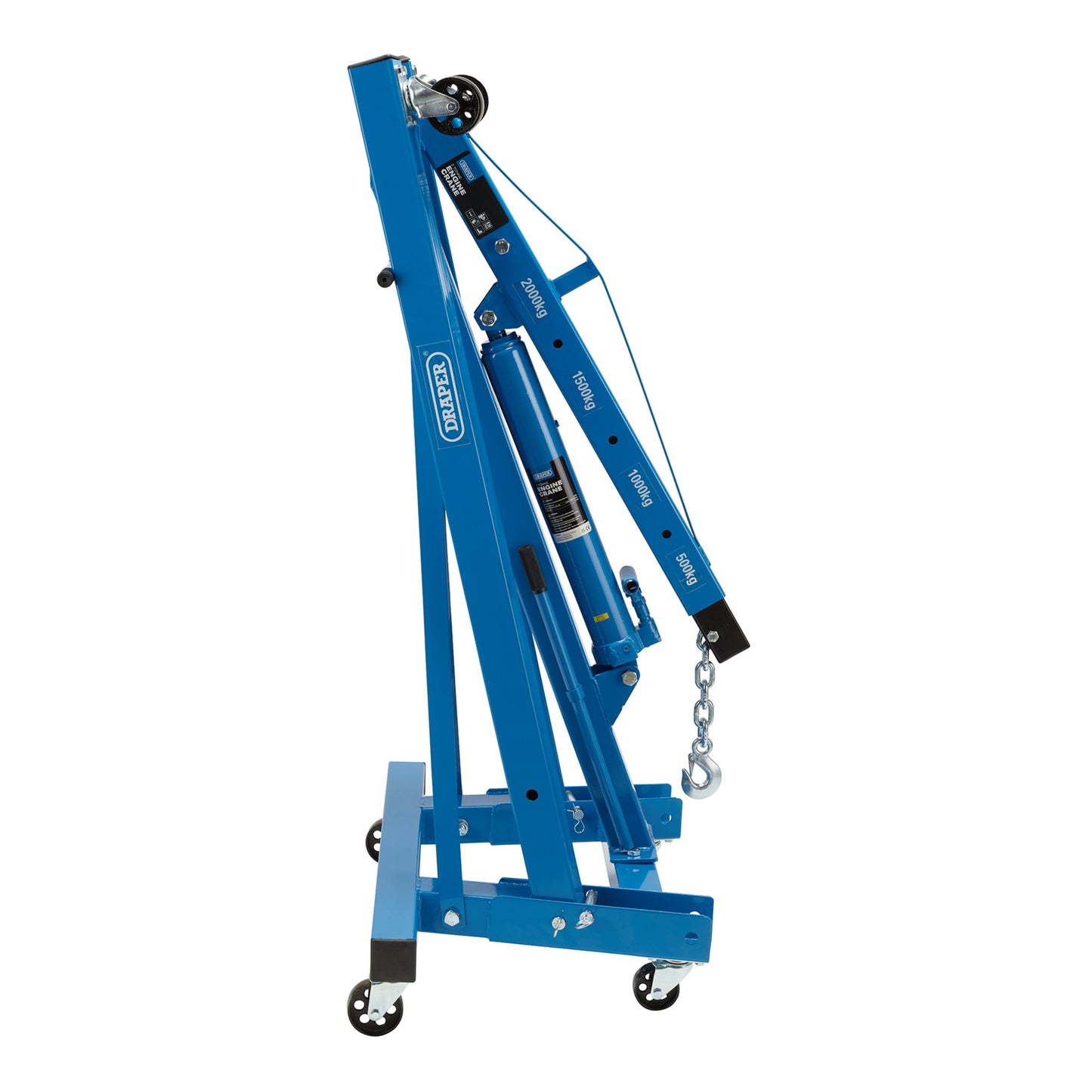 Draper Hydraulic Engine Crane 2 Tonne Rapid Lift Folding Max Capacity 500k 93510