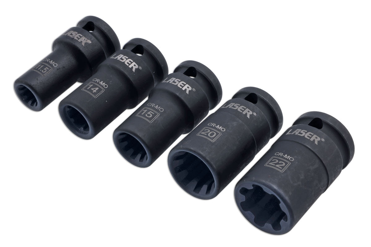 Laser Tools Caliper Bolt Socket Set 1/2"D 5pc - for VW Group 9386