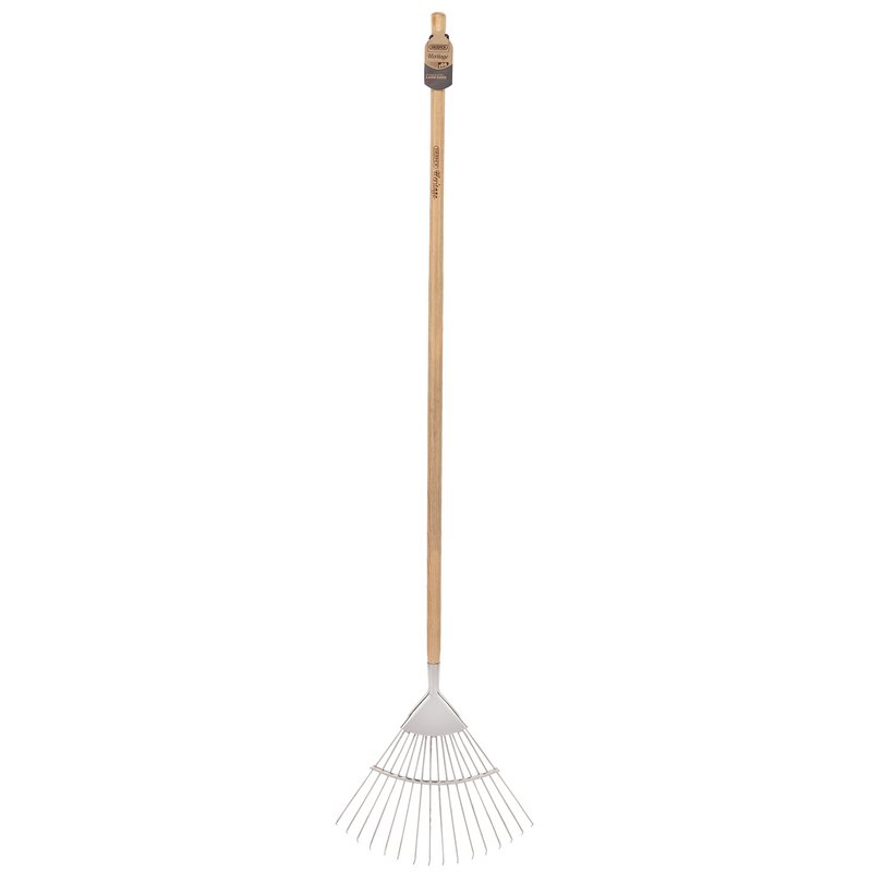 Draper Heritage Stainless Steel Lawn Rake with Ash Handle 16 tines 99020