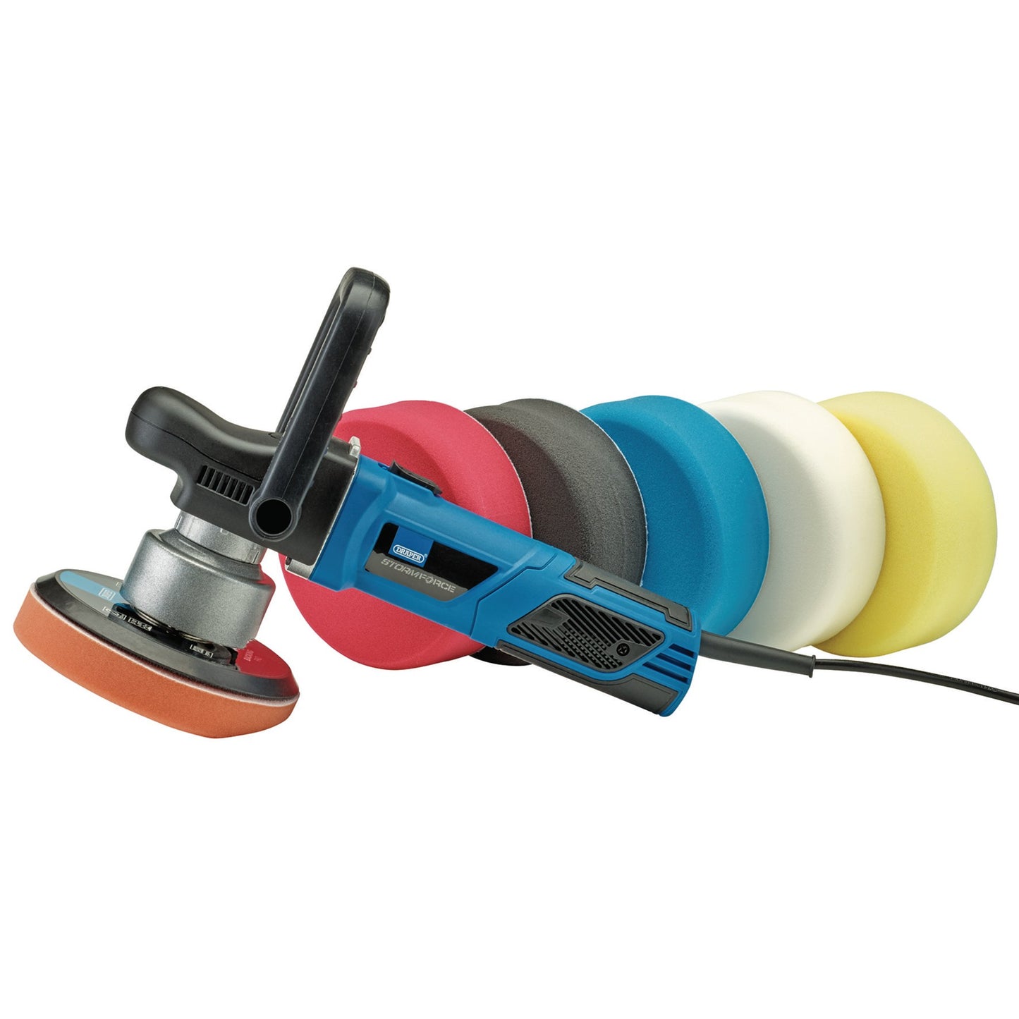 Draper 240V Dual Action Polisher Kit 900W 150mm 5 Sponges 1 Bag 99375