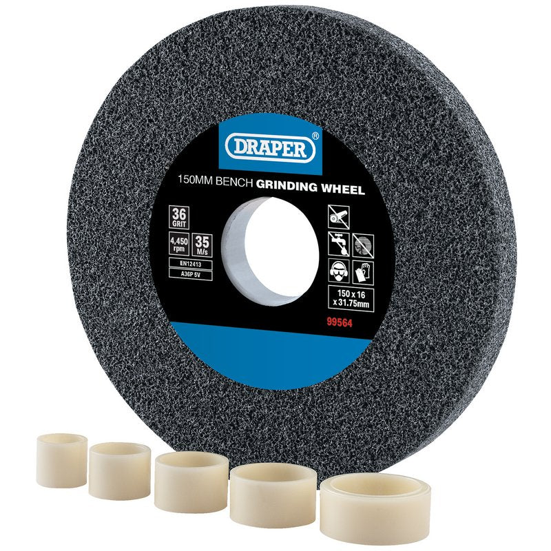 Draper Aluminium Oxide Bench Grinding Wheel 150 x 16mm 36 Grit 99564