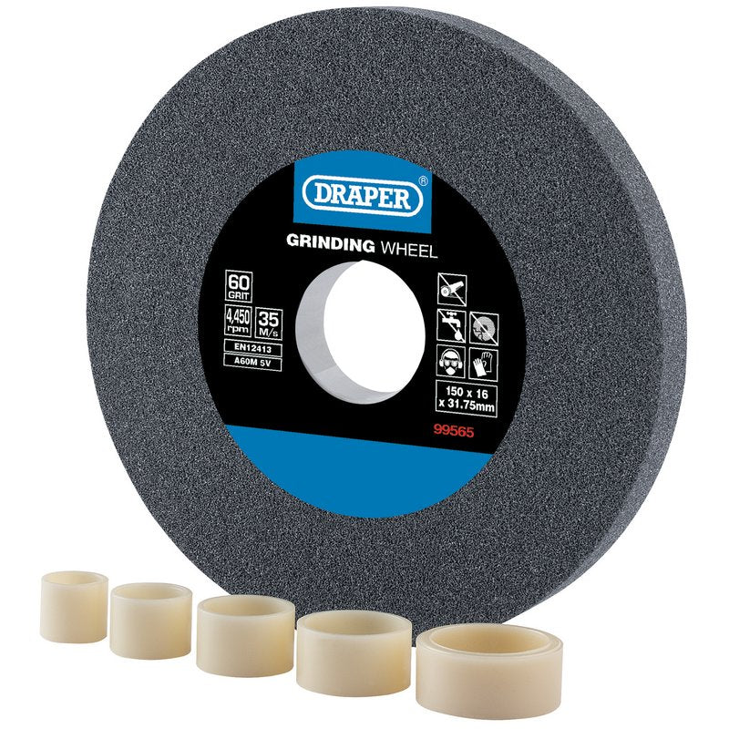 Draper Aluminium Oxide Bench Grinding Wheel 150 x 16mm 60 Grit 99565